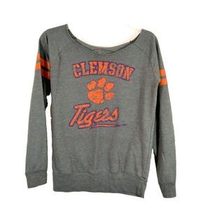 Clemson Tigers Pullover Sweatshirt Gray Long Sleeve Loose Fit